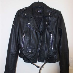 Superdry black leather jacket, size 8 (large) for woman